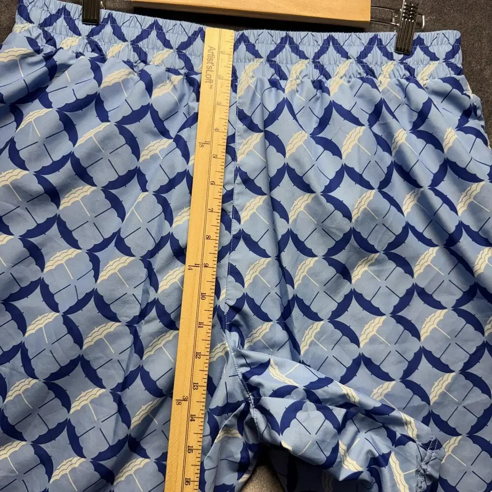 Puma Shorts Mens XL Blue Swim Mesh Lined Umbrella Print Drawstring Pockets